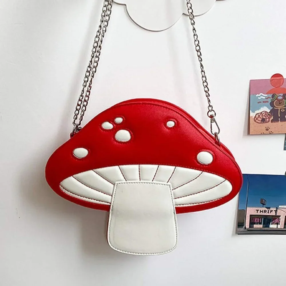 Women Mushroom Shape PU Leather Shoulder Bag Tote Crossbody Purse